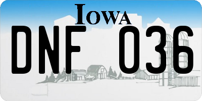 IA license plate DNF036