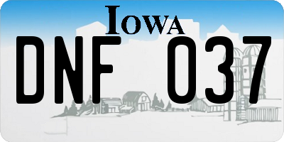 IA license plate DNF037