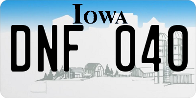 IA license plate DNF040