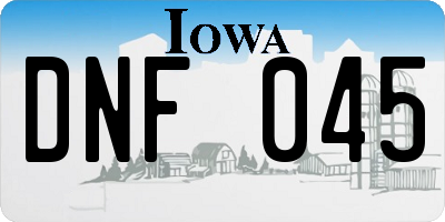 IA license plate DNF045