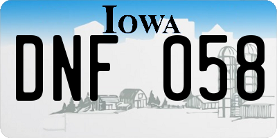 IA license plate DNF058