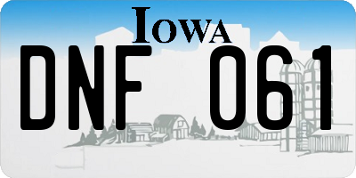 IA license plate DNF061