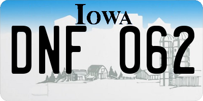 IA license plate DNF062