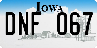 IA license plate DNF067