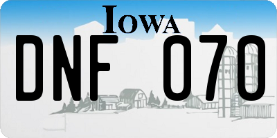 IA license plate DNF070