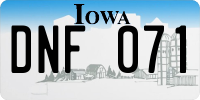 IA license plate DNF071