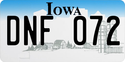 IA license plate DNF072