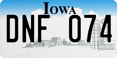 IA license plate DNF074