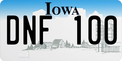 IA license plate DNF100