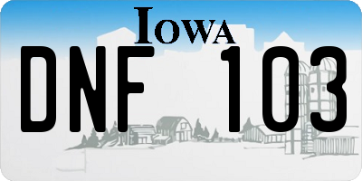 IA license plate DNF103