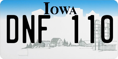 IA license plate DNF110