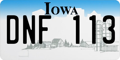 IA license plate DNF113