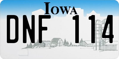 IA license plate DNF114