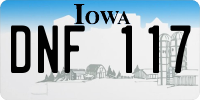 IA license plate DNF117
