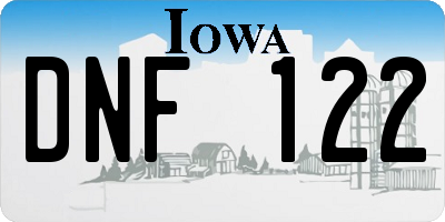 IA license plate DNF122