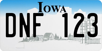 IA license plate DNF123