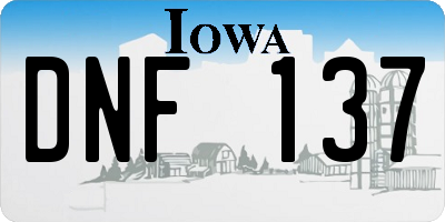 IA license plate DNF137