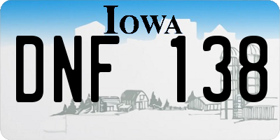 IA license plate DNF138