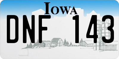 IA license plate DNF143