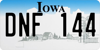 IA license plate DNF144