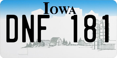 IA license plate DNF181