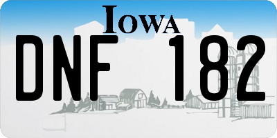 IA license plate DNF182