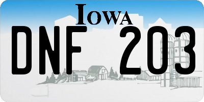 IA license plate DNF203