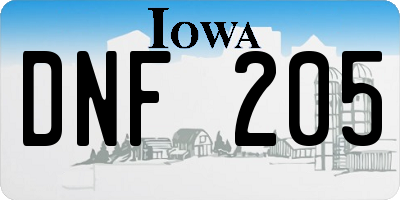 IA license plate DNF205