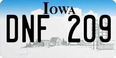 IA license plate DNF209