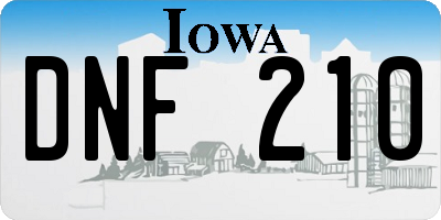 IA license plate DNF210