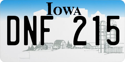 IA license plate DNF215