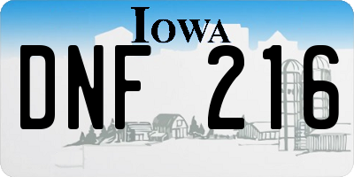IA license plate DNF216