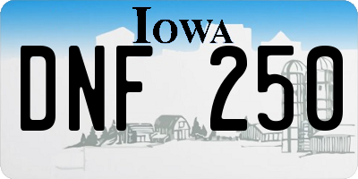 IA license plate DNF250