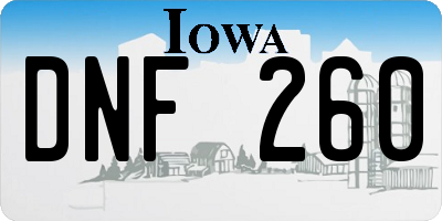 IA license plate DNF260