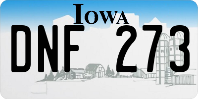 IA license plate DNF273