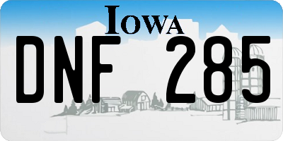 IA license plate DNF285