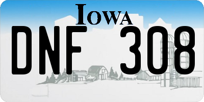 IA license plate DNF308