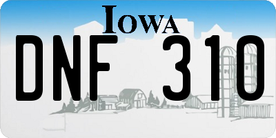 IA license plate DNF310
