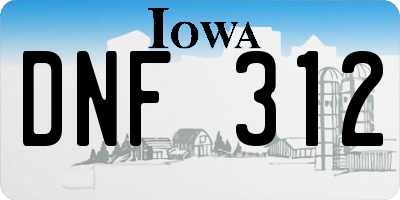 IA license plate DNF312