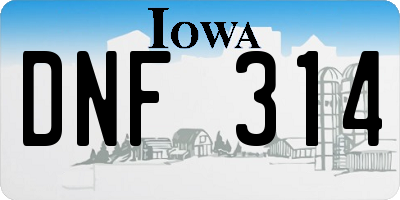 IA license plate DNF314