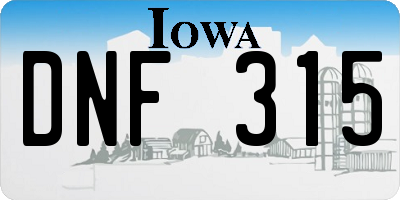 IA license plate DNF315