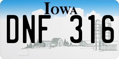 IA license plate DNF316