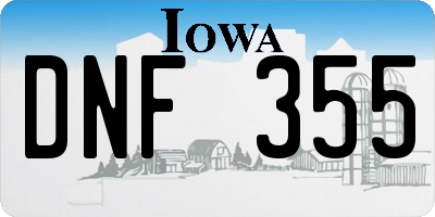 IA license plate DNF355
