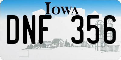 IA license plate DNF356