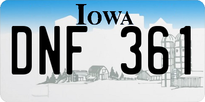 IA license plate DNF361
