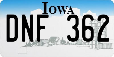 IA license plate DNF362