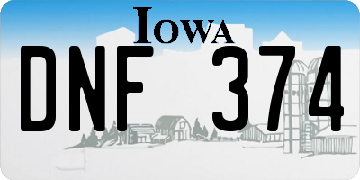 IA license plate DNF374