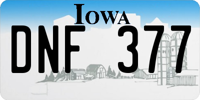 IA license plate DNF377