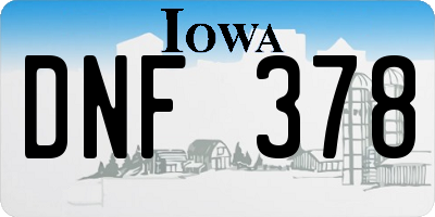 IA license plate DNF378