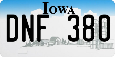 IA license plate DNF380